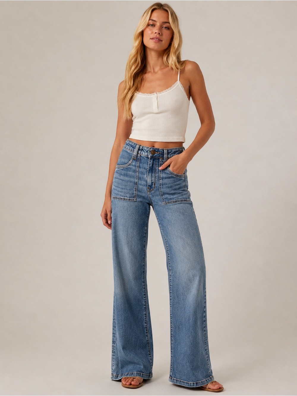 NWT American Eagle High Rise Wide Leg Jeans 00 Short